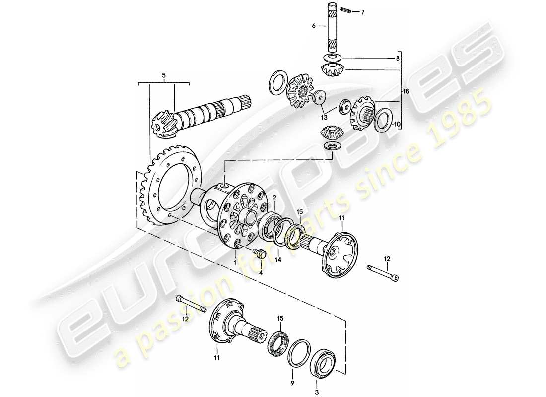 porsche 1983 (944) diferencial - para - caja de cambios manual diagrama de piezas