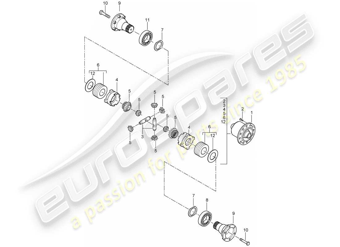 porsche 996 gt3 (2001) diferencial de deslizamiento limitado - kits completos y de reparación diagrama de piezas