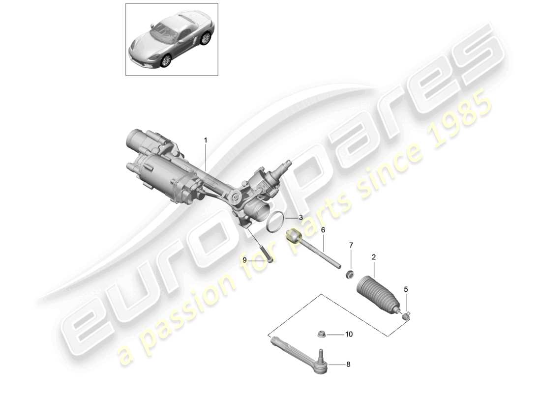 porsche 2020 (718 boxster) aparato de gobierno diagrama de piezas