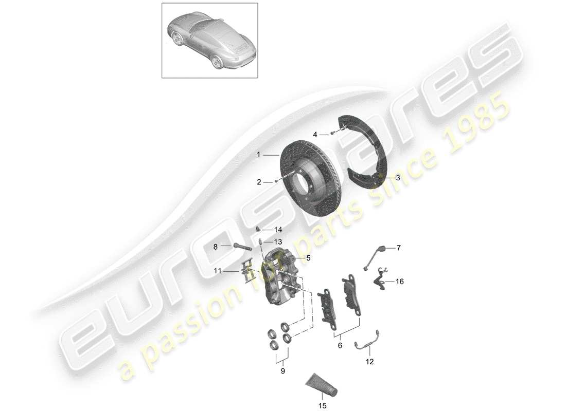 porsche 2013 (991-1) frenos de disco diagrama de piezas