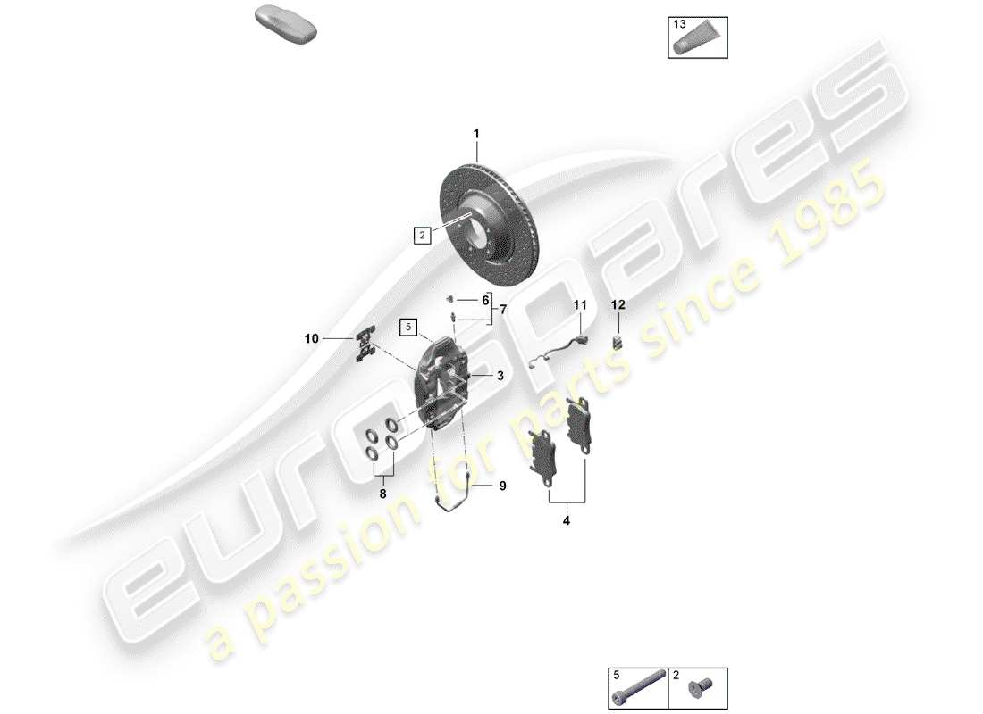 porsche 2019 (718 boxster spyder) frenos de disco diagrama de piezas