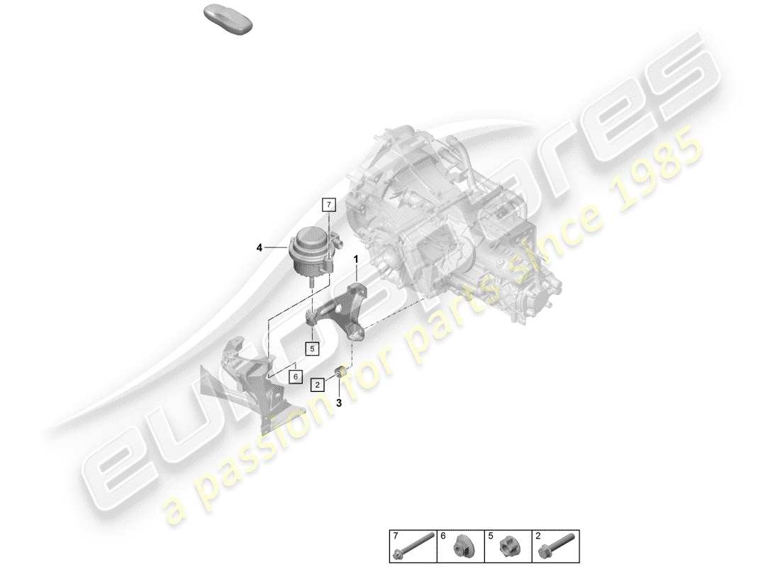 porsche 2019 (718 boxster spyder) montaje de la caja de cambios diagrama de piezas