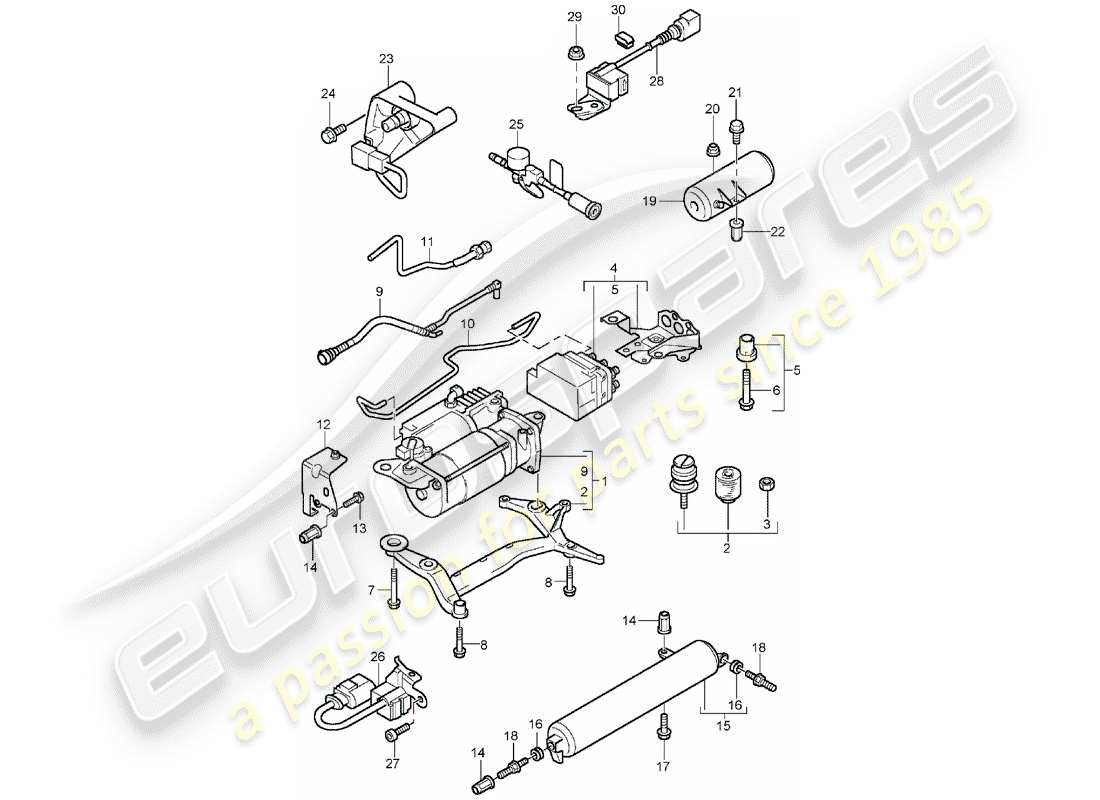 porsche 2004 (cayenne e1 9pa) sistema autonivelante diagrama de piezas