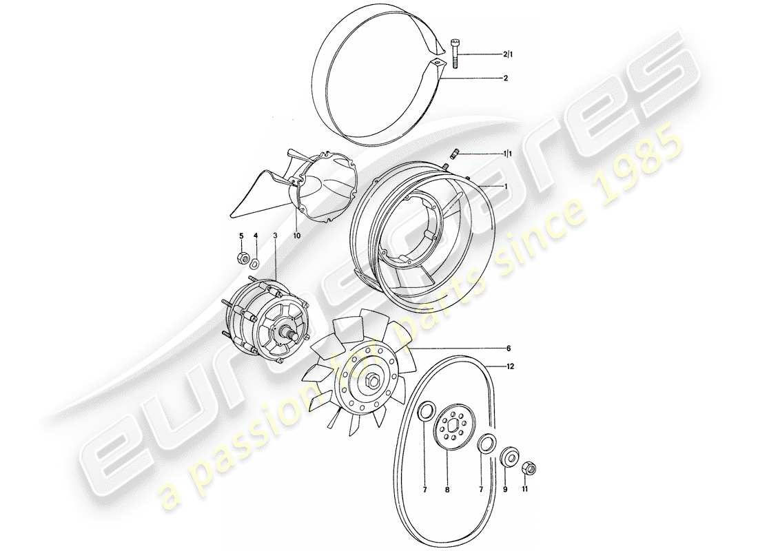 porsche 1977 (911) diagrama de piezas de enfriamiento por aire