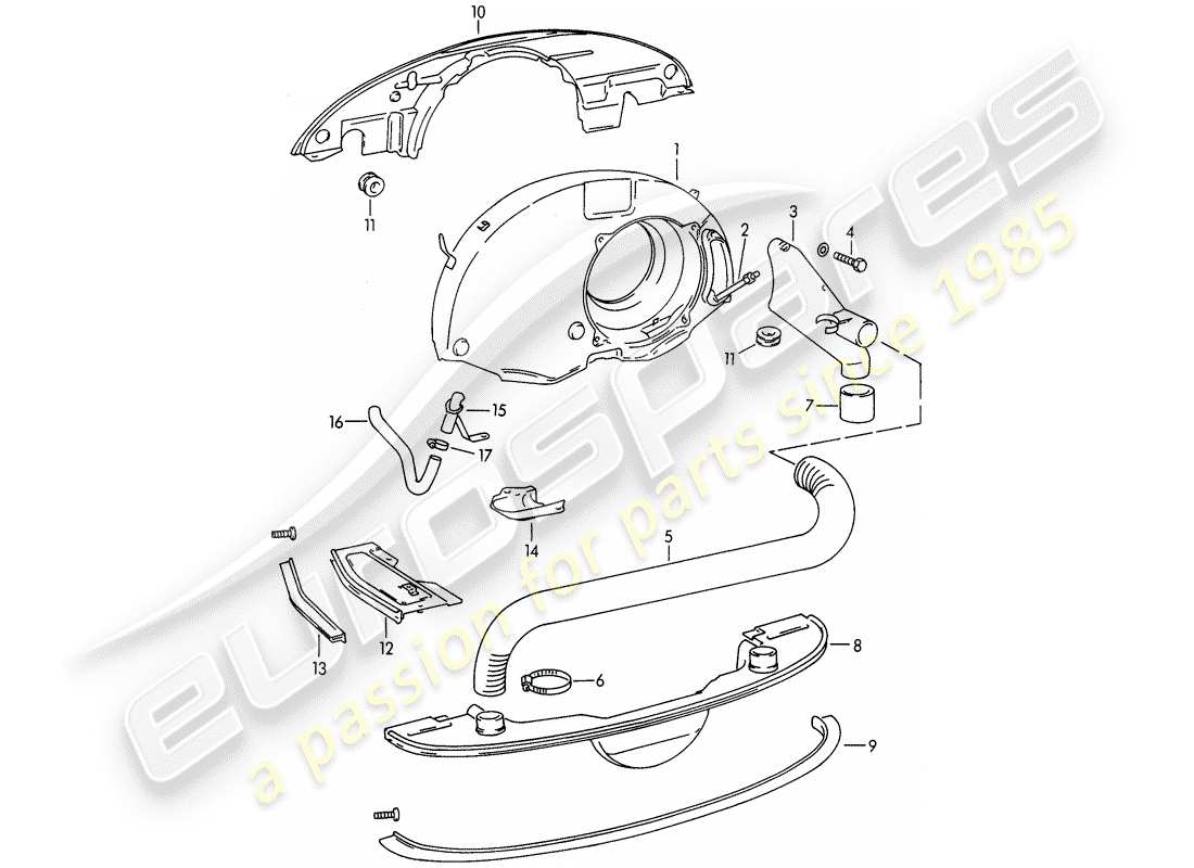 porsche 1964 (356b/356c) enfriamiento por aire - calentador - nuevo diseño diagrama de piezas