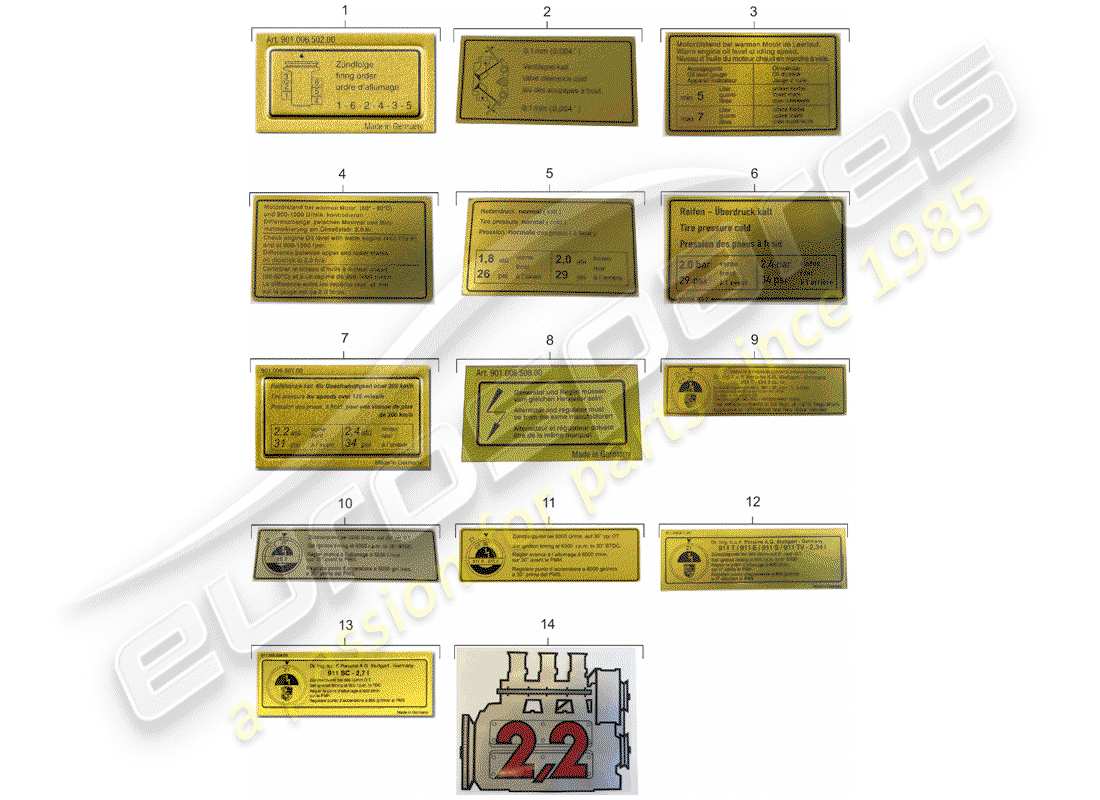 porsche 1973 (911) señales/avisos diagrama de piezas