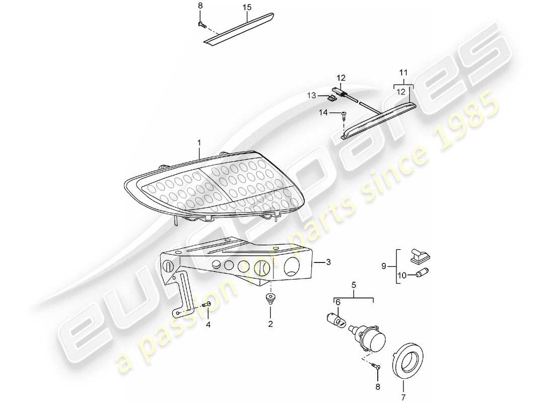 porsche 2004 (carrera gt) luz trasera - luz de matrícula - luz de freno adicional diagrama de piezas