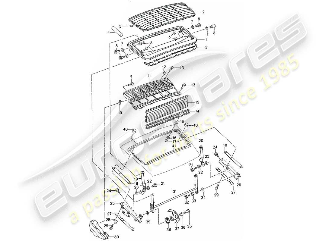 porsche 1994 (993) diagrama de piezas del spoiler trasero