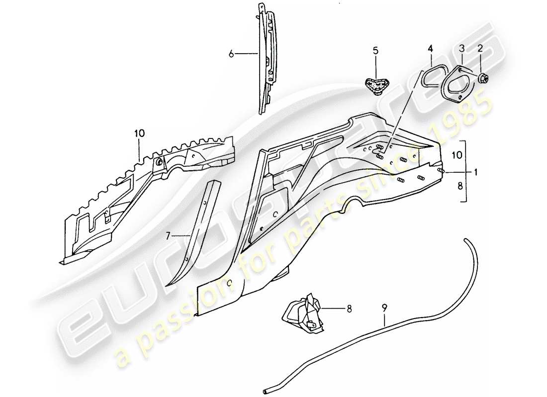 porsche 1994 (993) diagrama de piezas de la caja de la rueda