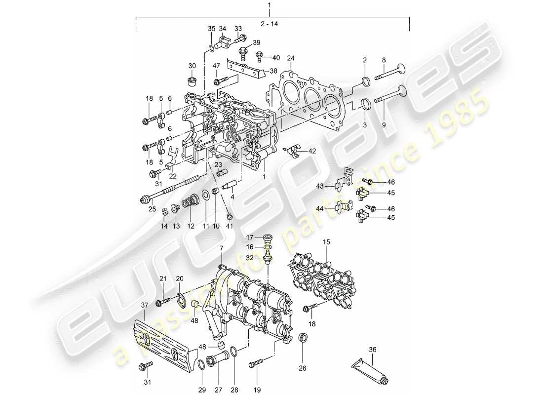 porsche 996 (2001) culata del cilindro - d >> - mj 2001 diagrama de piezas
