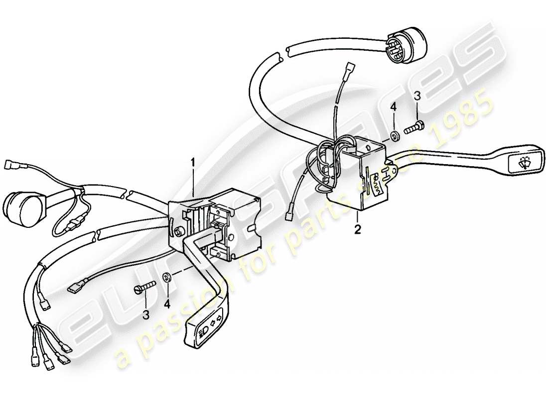 porsche 1987 (911) interruptor de la columna de dirección diagrama de piezas