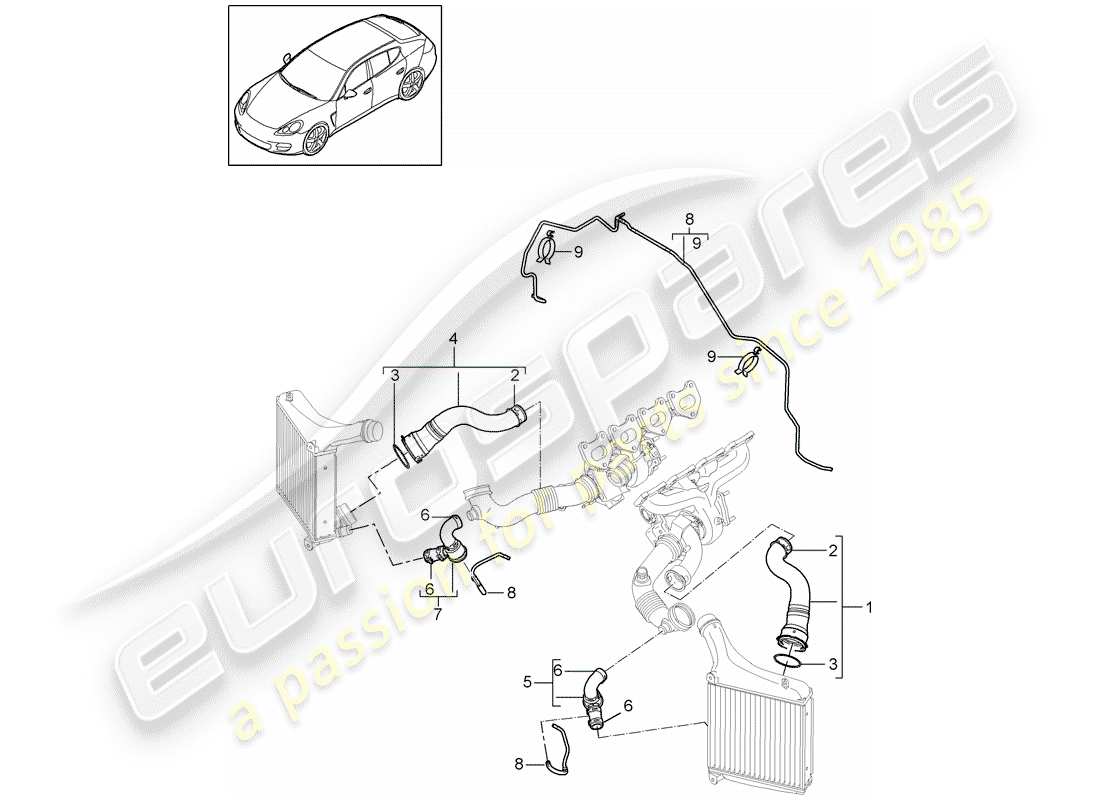 porsche 2011 (panamera 970) diagrama de piezas del tubo de presión