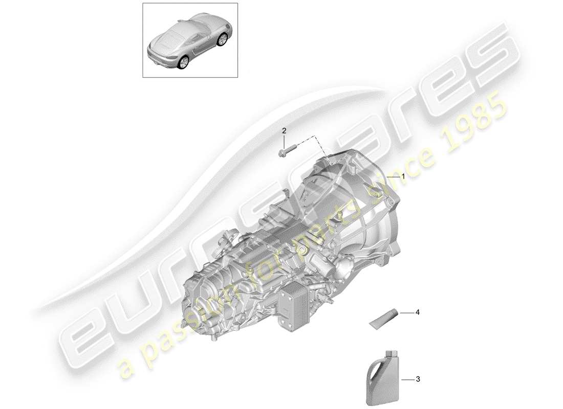 porsche 718 cayman (2020) diagrama de piezas de la caja de cambios manual