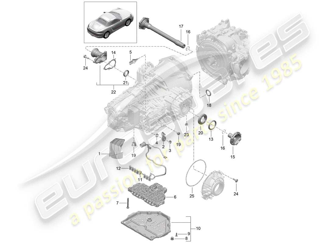 porsche 2020 (718 boxster) - pdk - diagrama de piezas