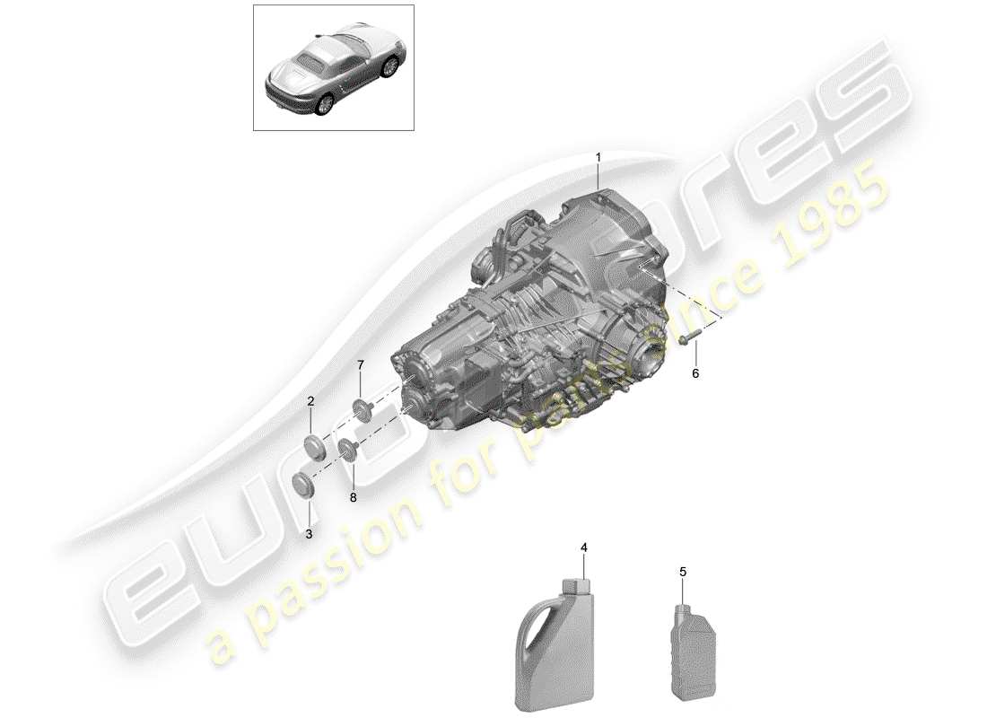porsche 2020 (718 boxster) - pdk - diagrama de piezas