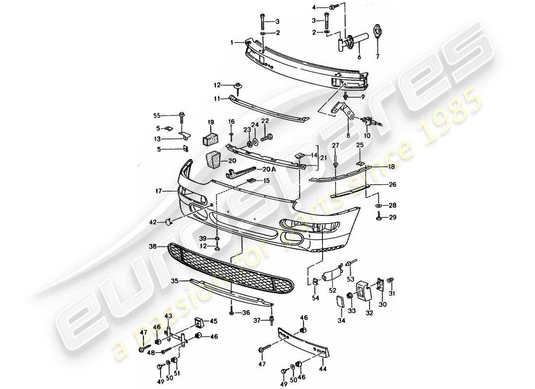 porsche 1994 (993) parachoque diagrama de piezas