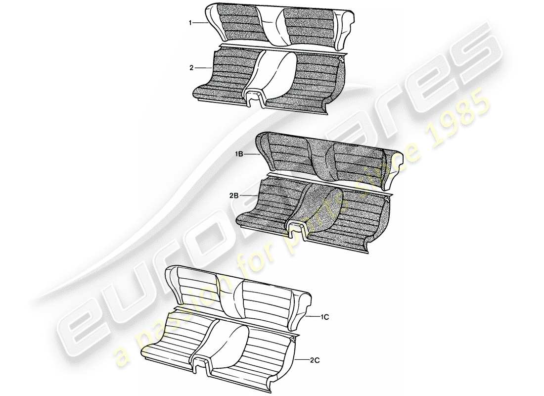 porsche 1987 (924s) asiento de emergencia - completo diagrama de piezas