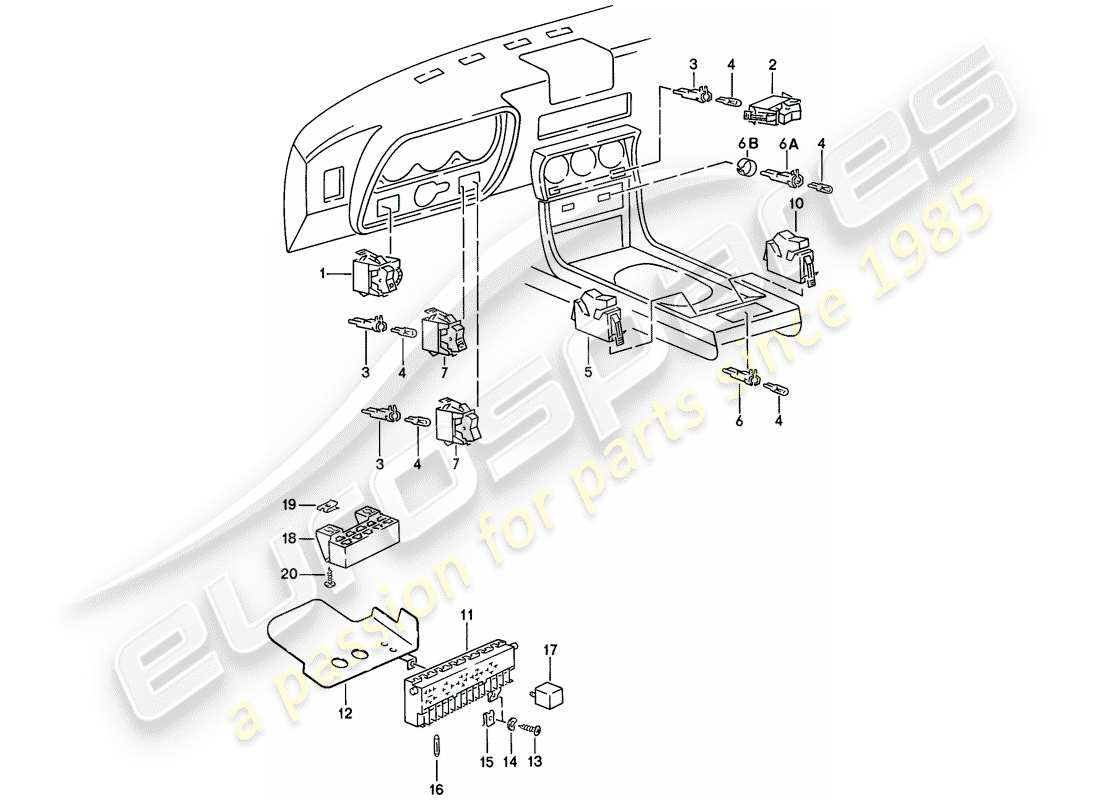 porsche 1978 (924) interruptor - caja de fusibles - relé diagrama de piezas