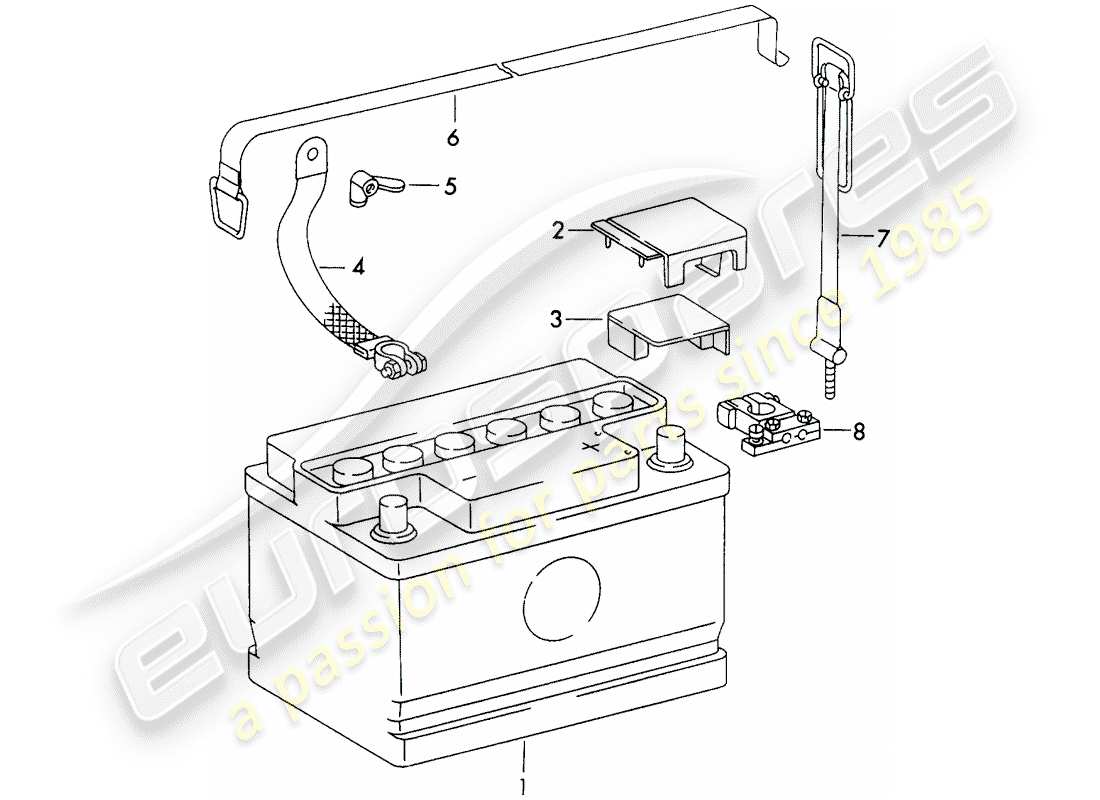 porsche 1972 (911) batería diagrama de piezas