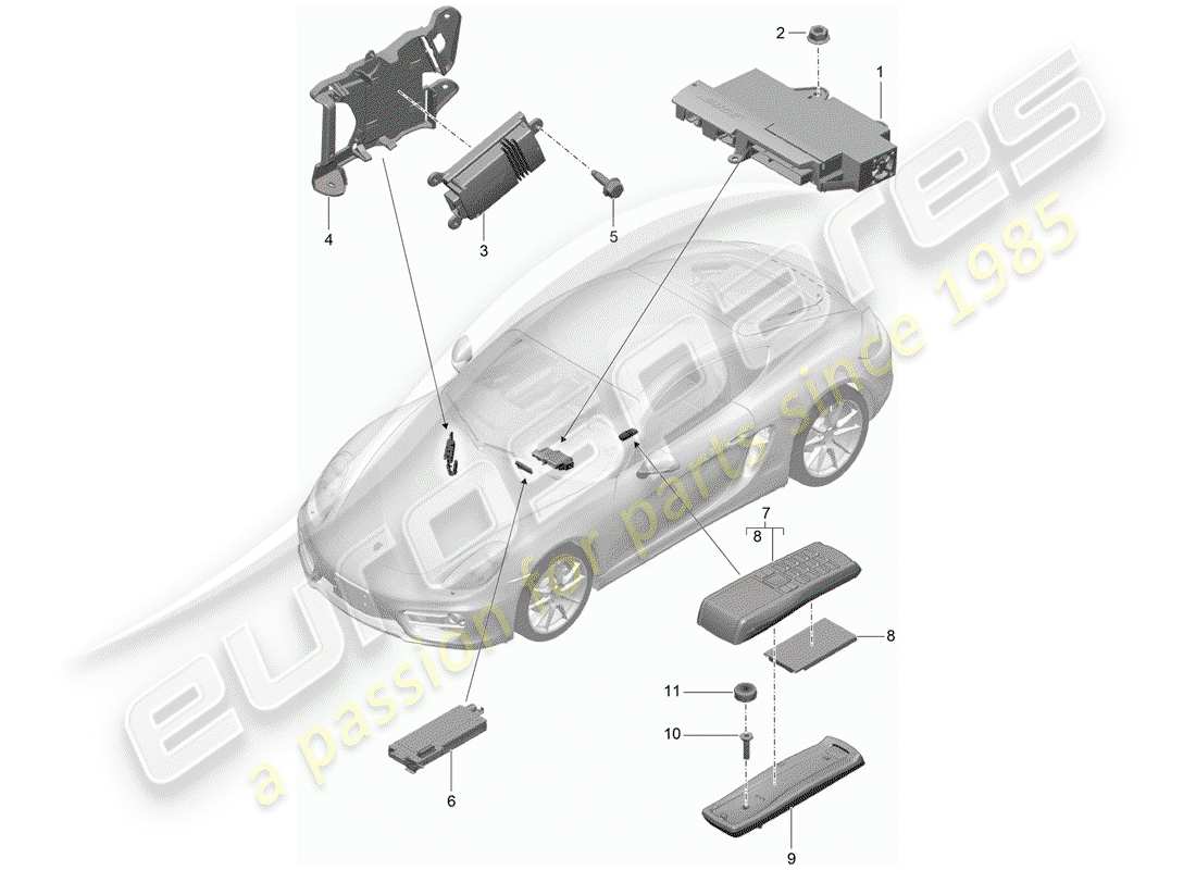porsche 2014 (981 cayman) amplificador diagrama de piezas