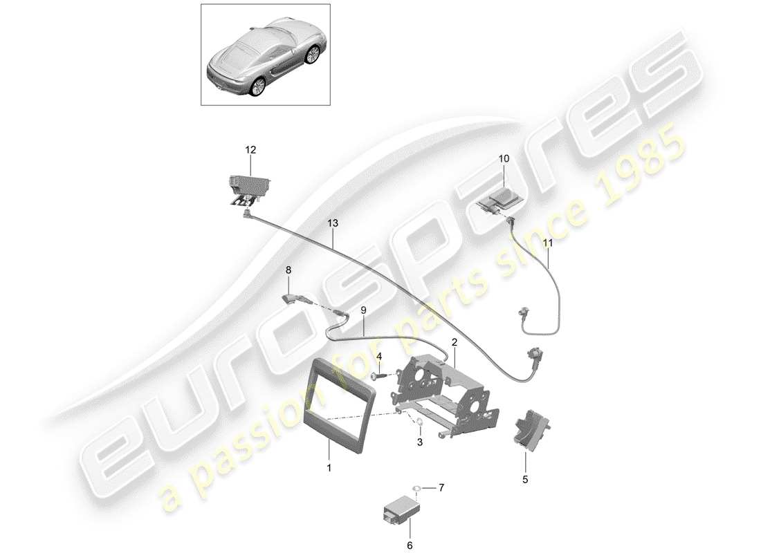 porsche 2014 (981 cayman) preparación diagrama de piezas