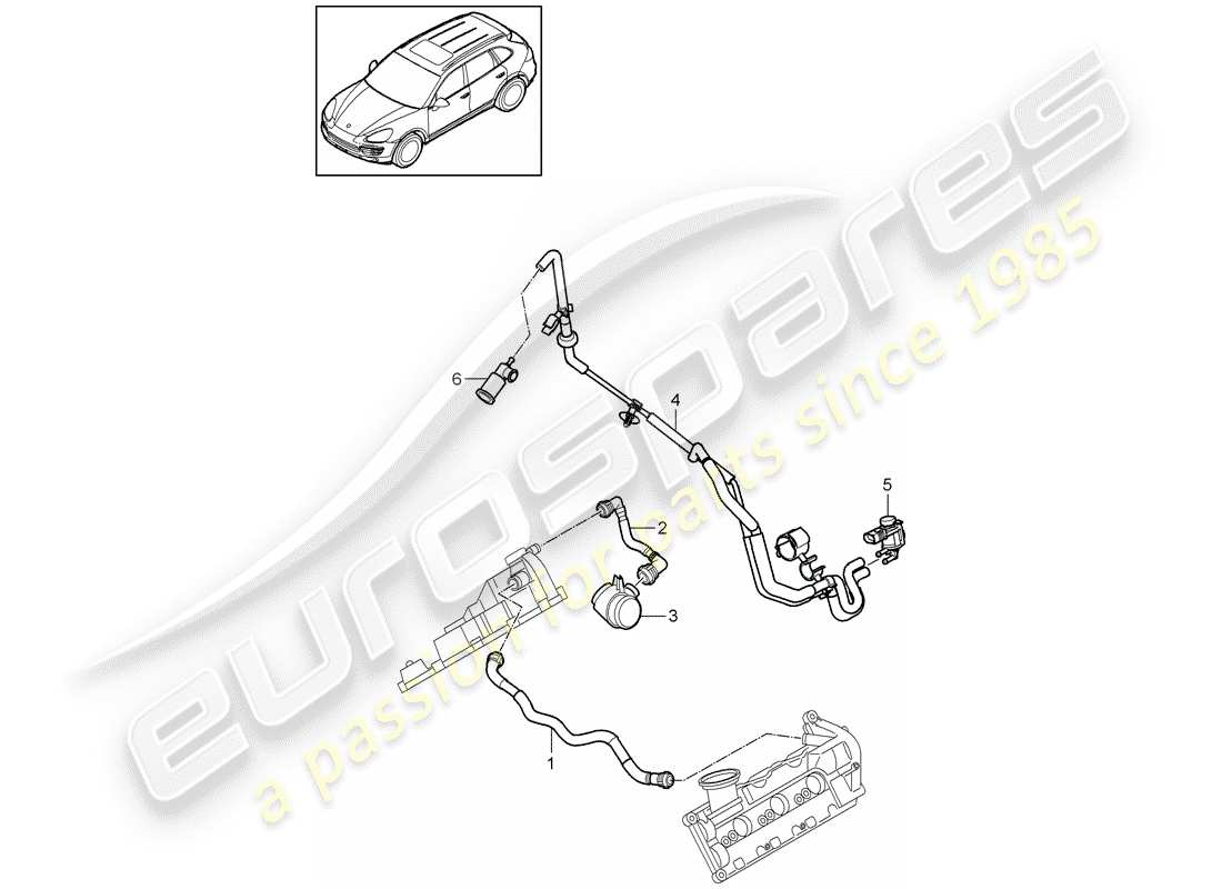porsche 2012 (cayenne e2 92a) respiradero del cárter diagrama de piezas