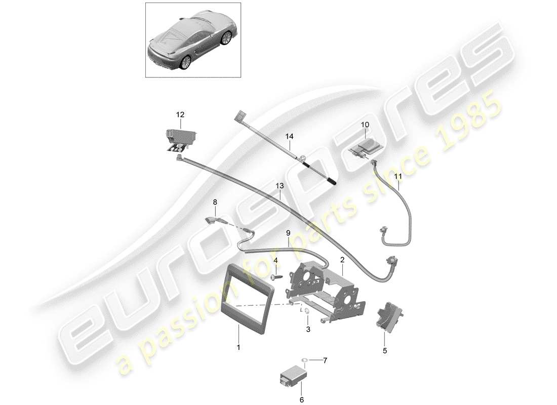 porsche 2016 (981 cayman gt4) preparación diagrama de piezas