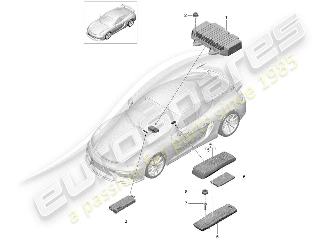porsche 2016 (981 cayman gt4) amplificador diagrama de piezas