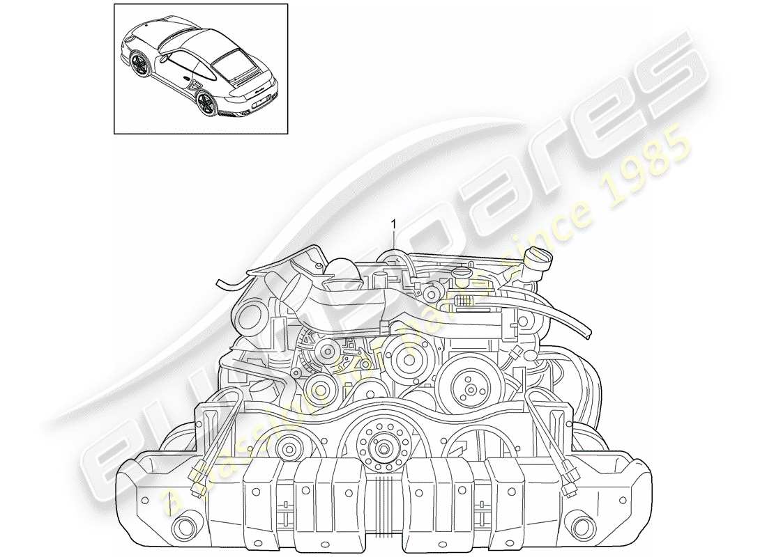 porsche 911 t/gt2rs (2011) diagrama de piezas del motor de repuesto