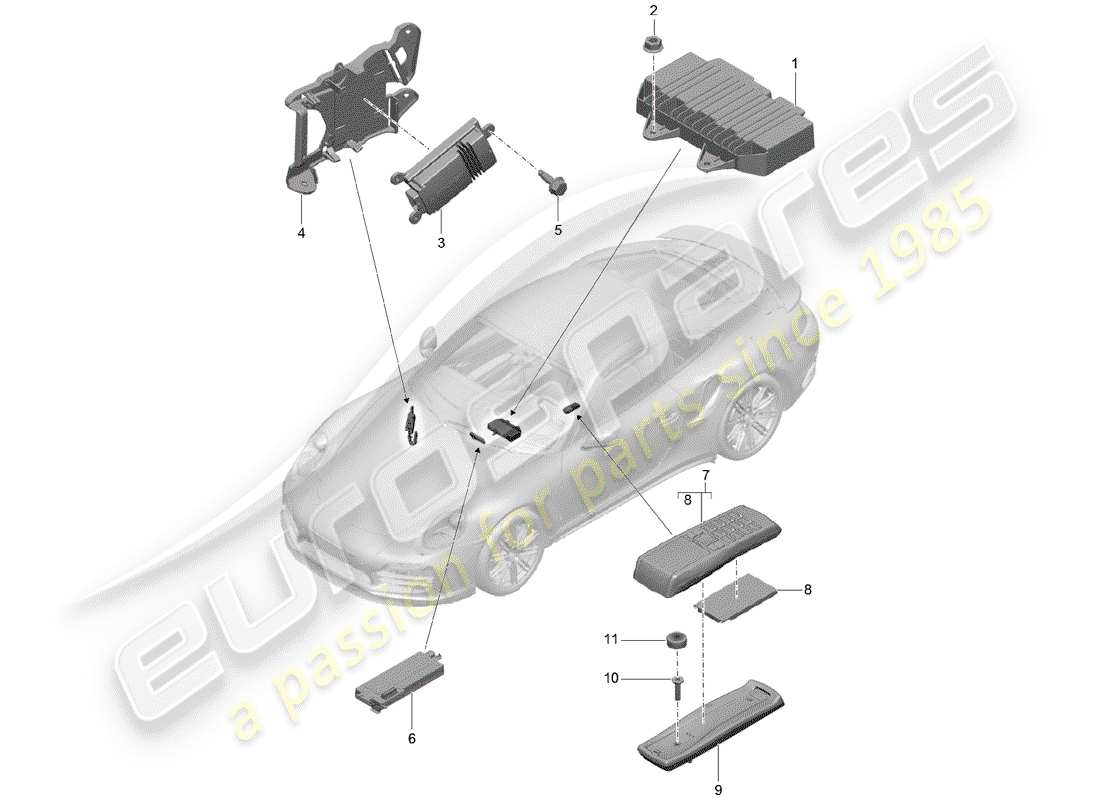 porsche 2017 (991-2 turbo) amplificador diagrama de piezas