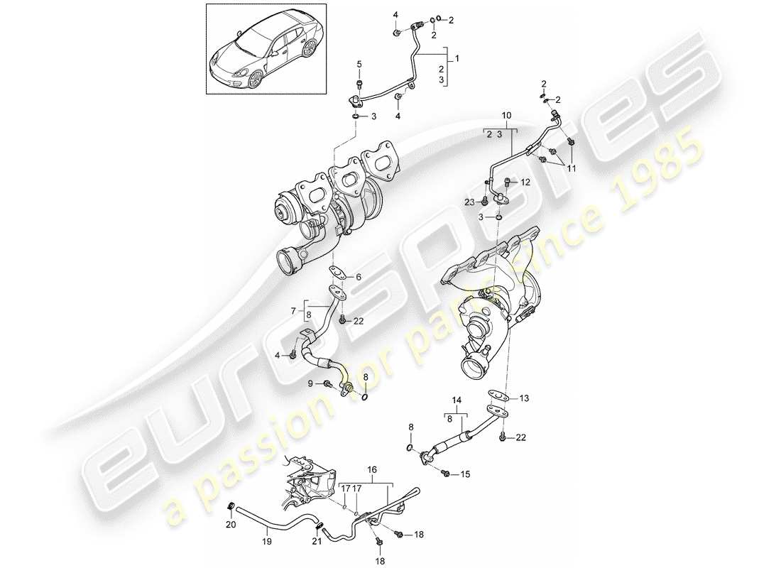 porsche 2010 (panamera 970) diagrama de piezas del tubo de aceite