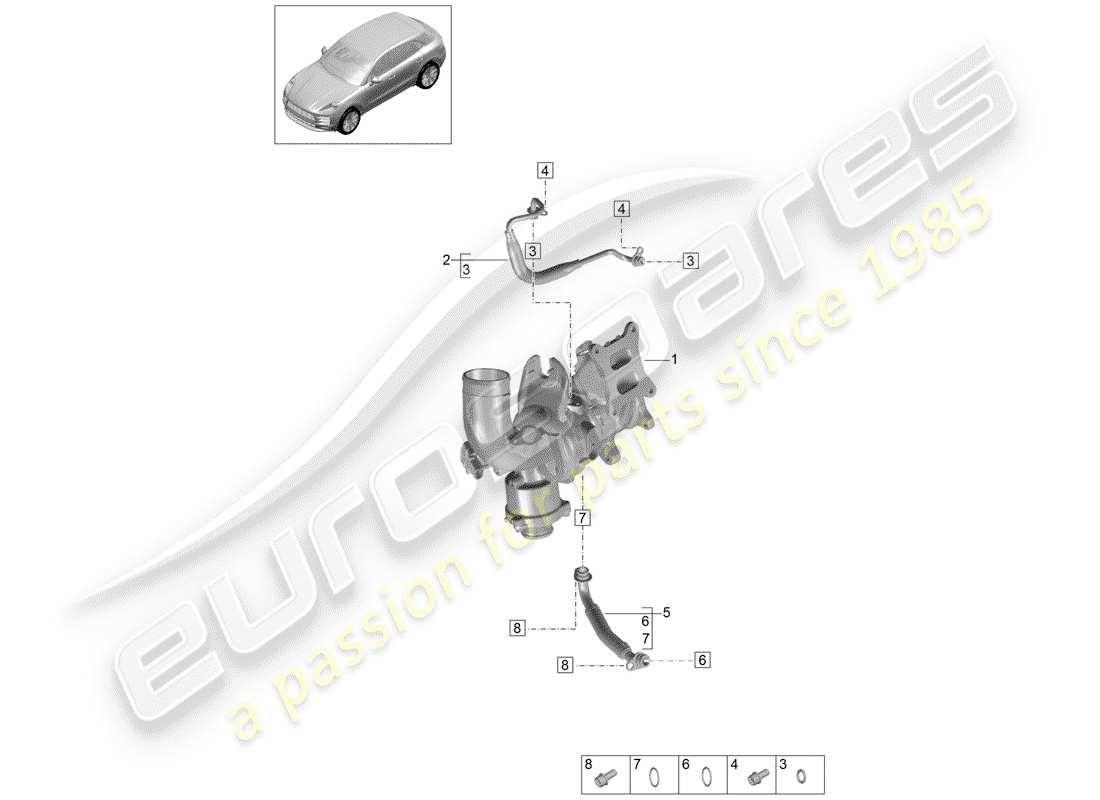 porsche 2019 (macan) línea de presión de aceite diagrama de piezas