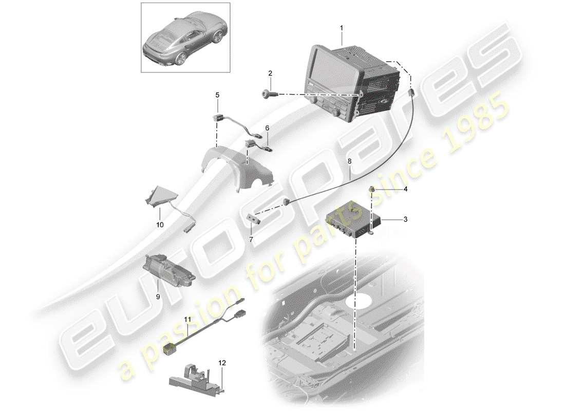 porsche 2016 (991-1 turbo) unidad operativa diagrama de piezas