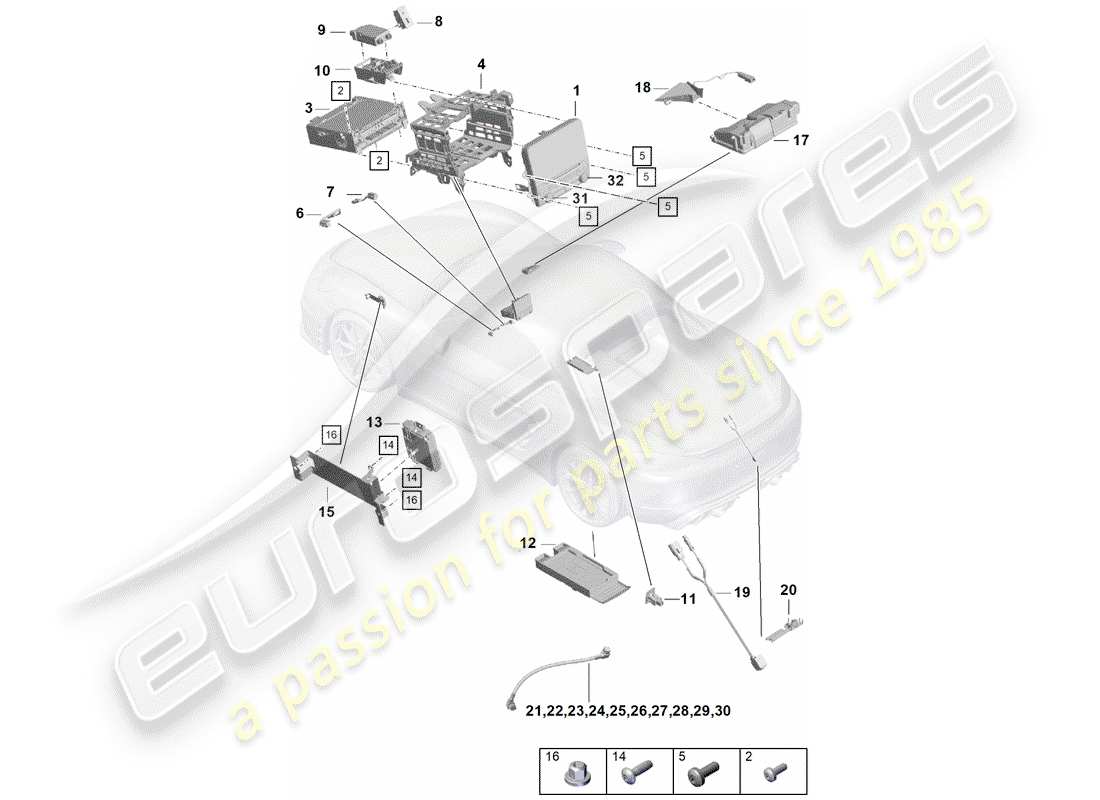 porsche 2019 (718 boxster spyder) unidad operativa diagrama de piezas