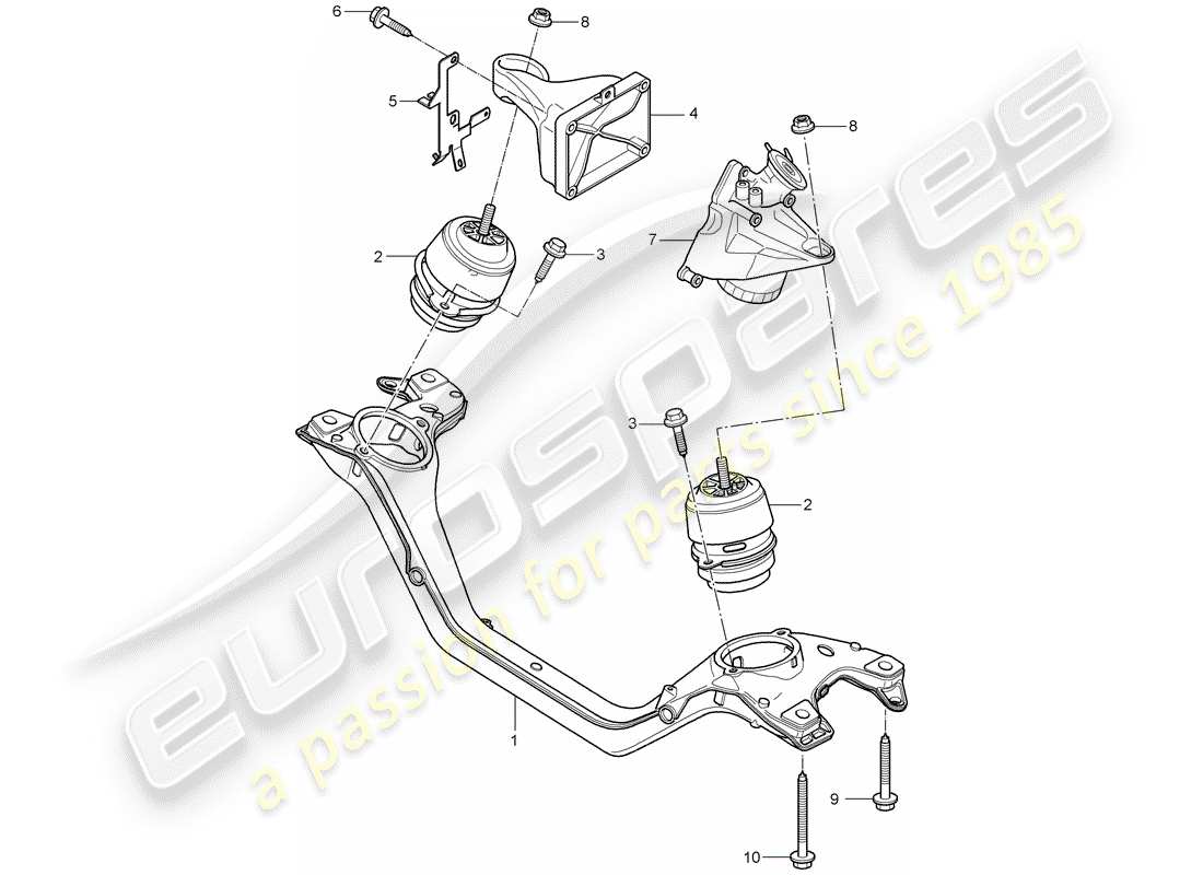 porsche 2007 (cayenne e1 9pa) diagrama de piezas del dispositivo de elevación del motor