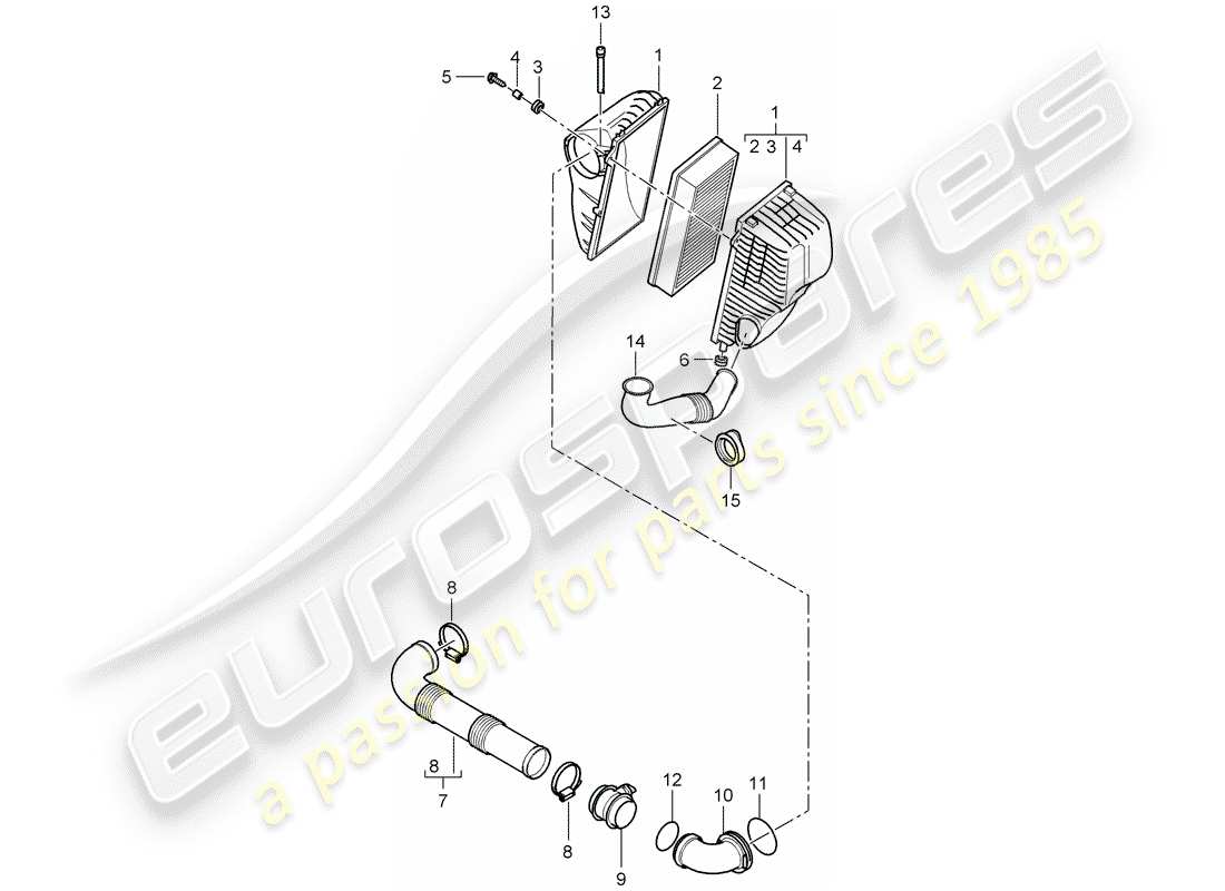 porsche 2010 (cayenne e1 9pa) diagrama de piezas del sistema de limpiador de aire