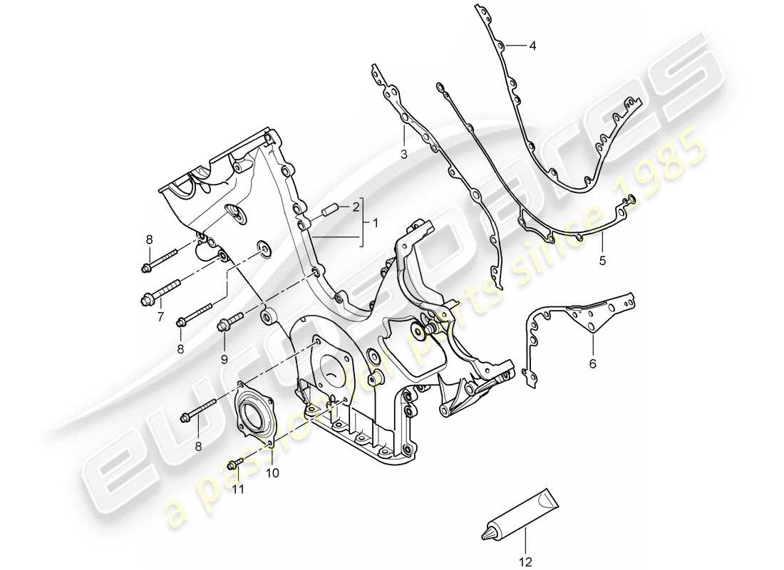 porsche 2010 (cayenne e1 9pa) cubierta para cadena de distribución diagrama de piezas