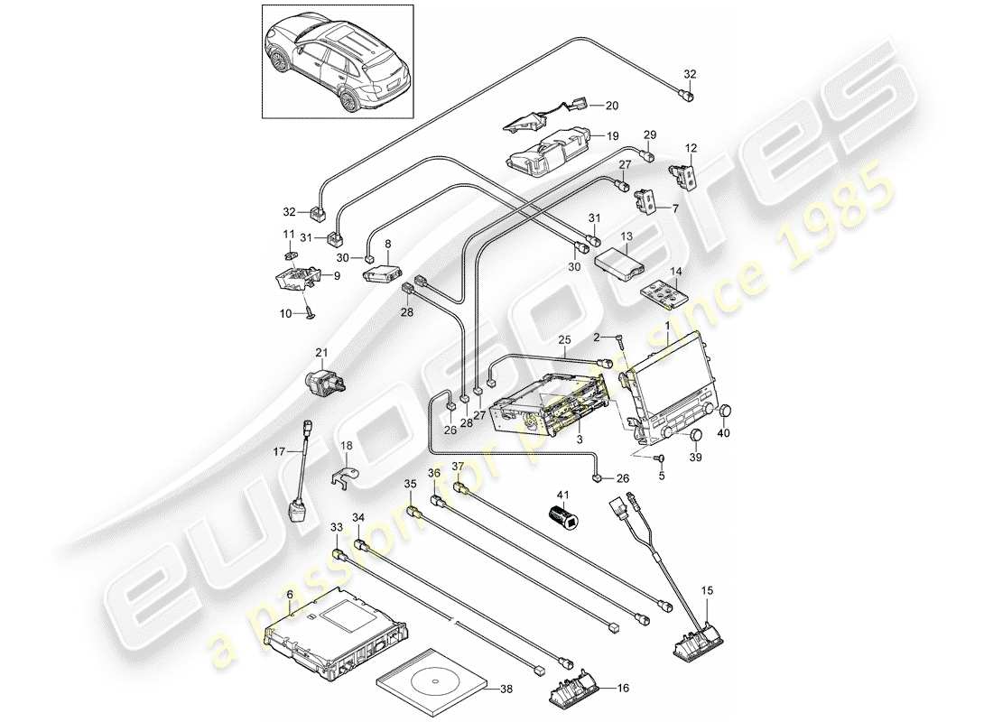 porsche 2011 (cayenne e2 92a) unidad operativa diagrama de piezas