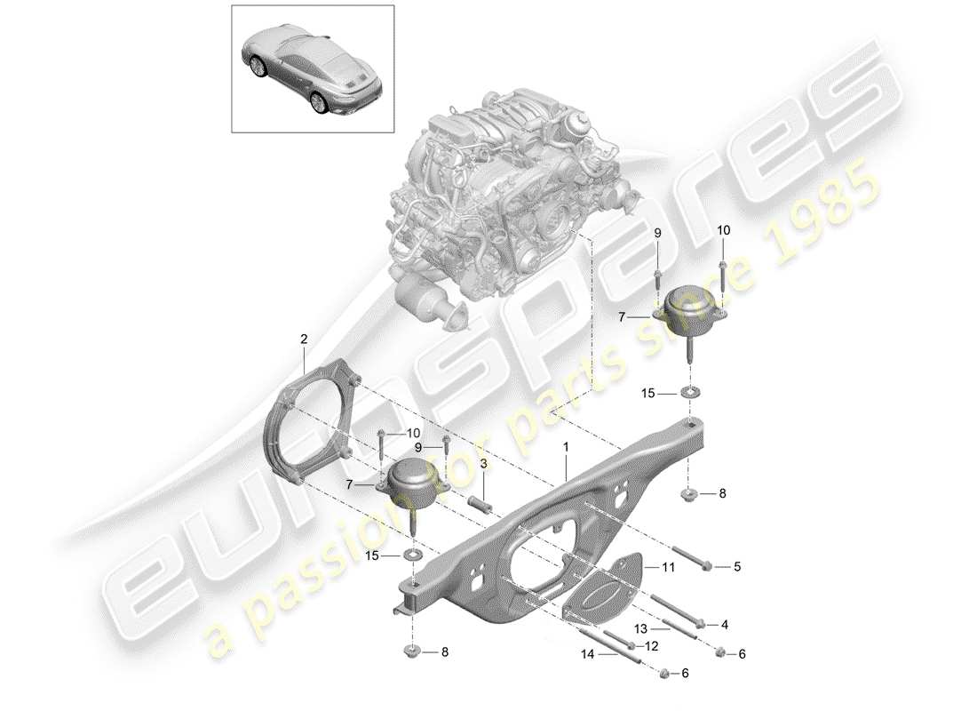 porsche 2017 (991-2 turbo) dispositivo de elevación del motor diagrama de piezas