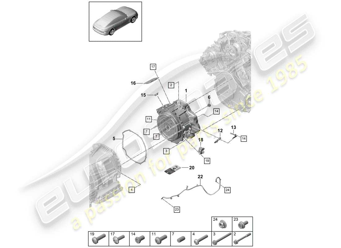 porsche 2017 (panamera 971-1) motor de tracción para elec. diagrama de piezas de conducción
