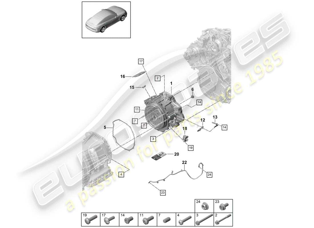 porsche panamera 971 (2017) motor de tracción para elec. conducir diagrama de piezas