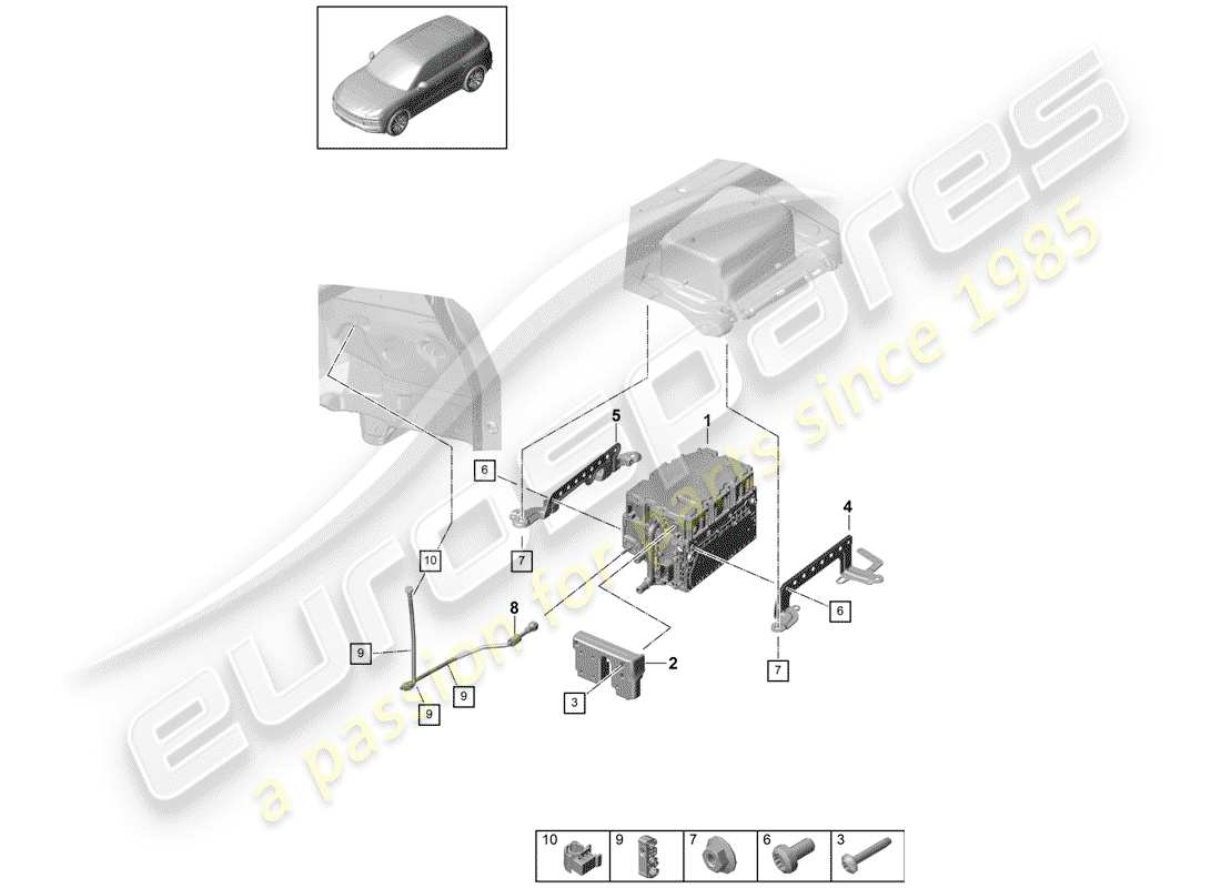 porsche 2020 (cayenne e3 9ya/9yb) electrónica de potencia y control- diagrama de piezas