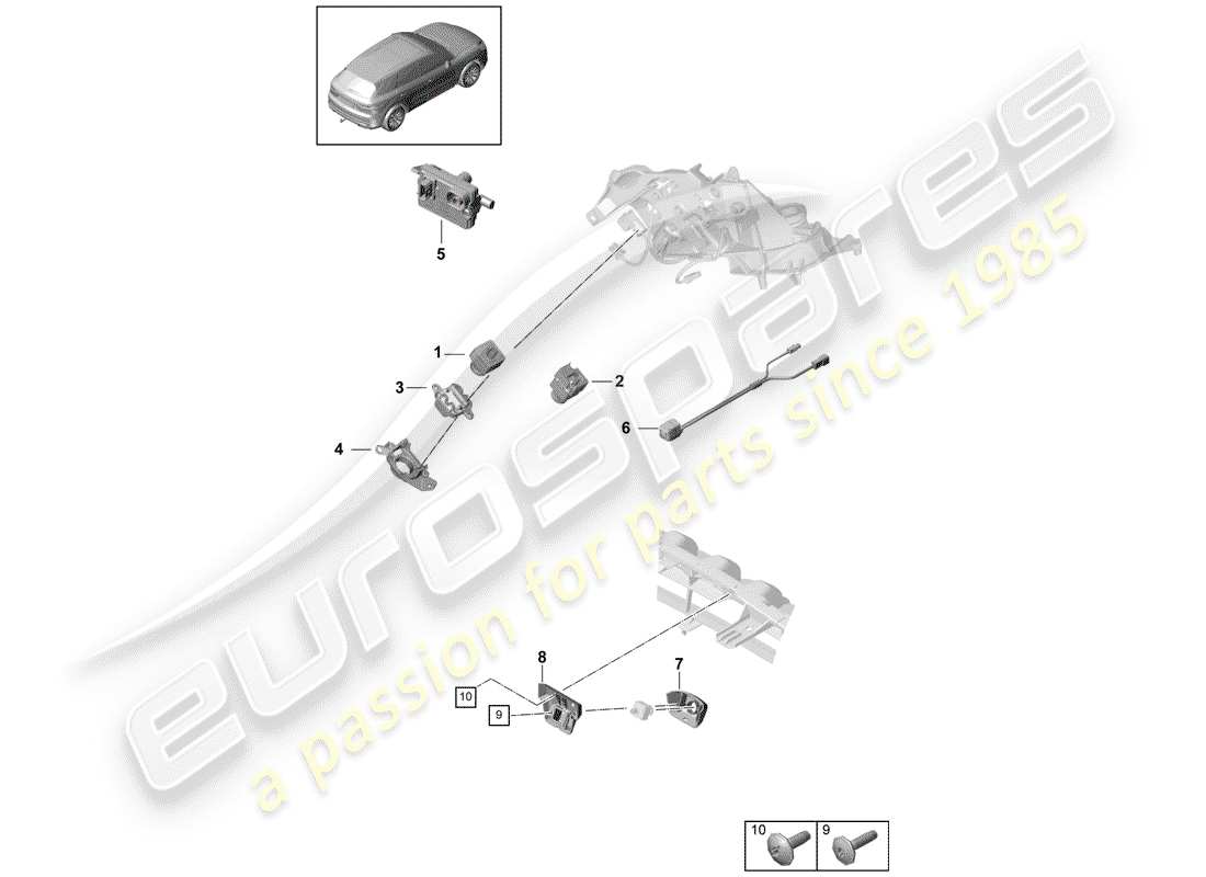 porsche 2020 (cayenne e3 9ya/9yb) diagrama de piezas de la cámara