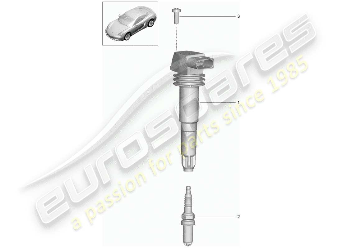 porsche 2014 (981 cayman) diagrama de piezas del sistema de encendido