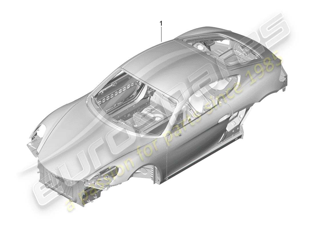porsche 2016 (981 cayman gt4) cuerpo del auto diagrama de piezas