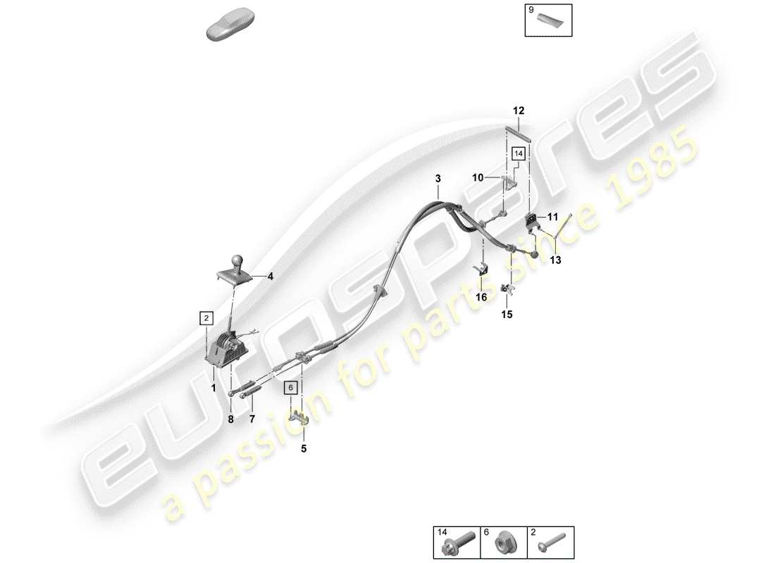porsche 2020 (718 boxster spyder) diagrama de piezas del mecanismo de cambio