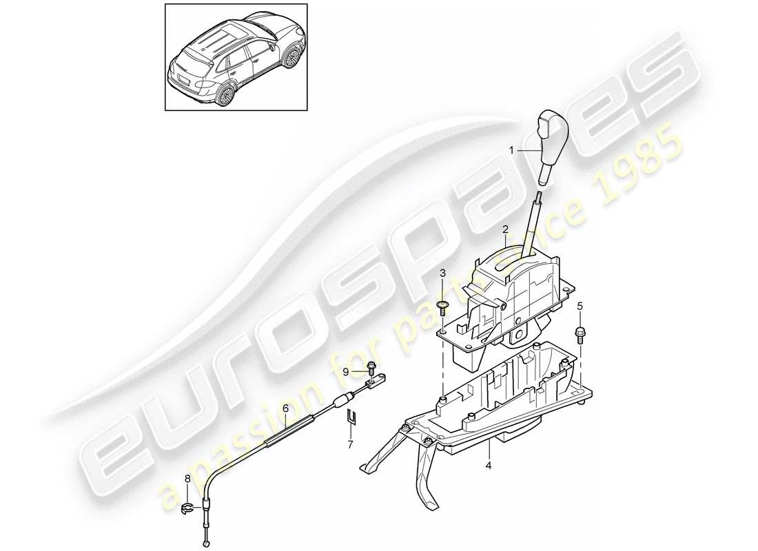 porsche 2012 (cayenne e2 92a) palanca selectora diagrama de piezas