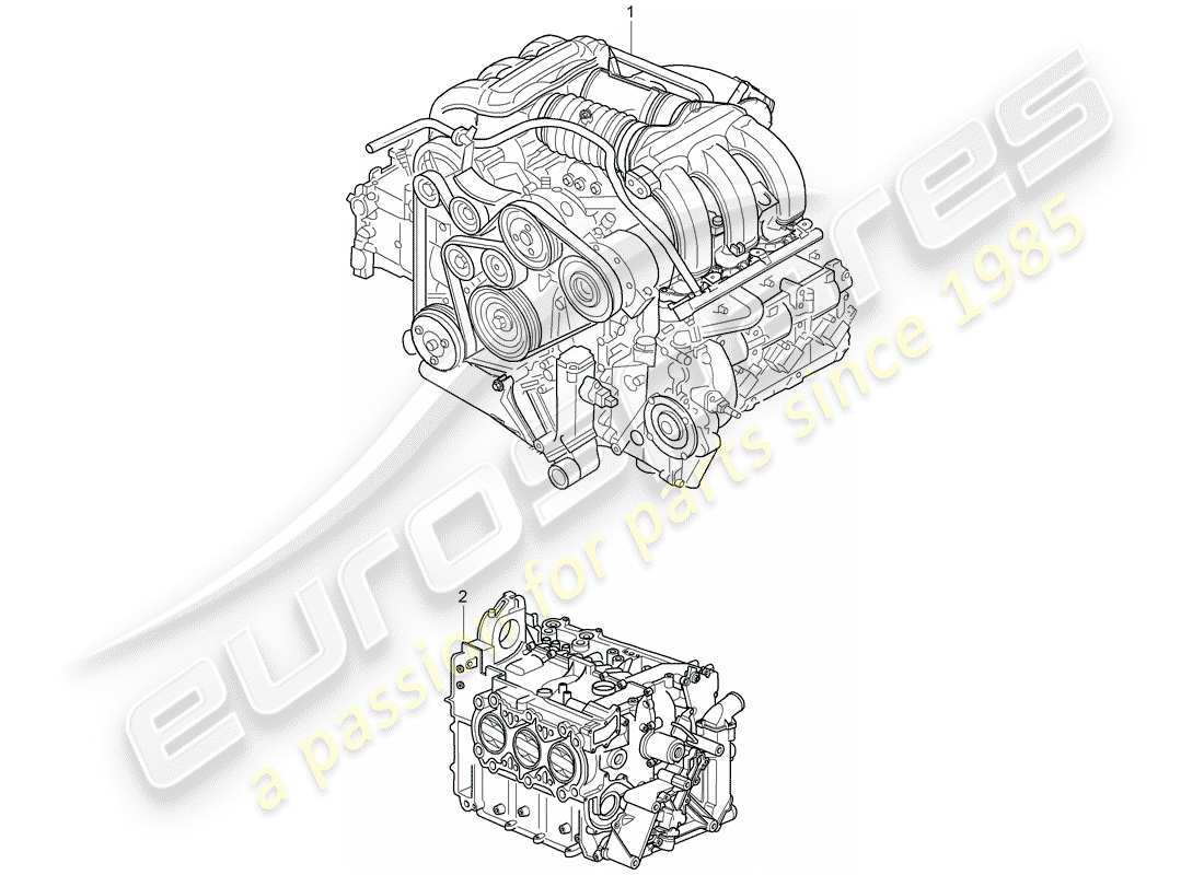 porsche 2008 (987 cayman) motor de repuesto diagrama de piezas