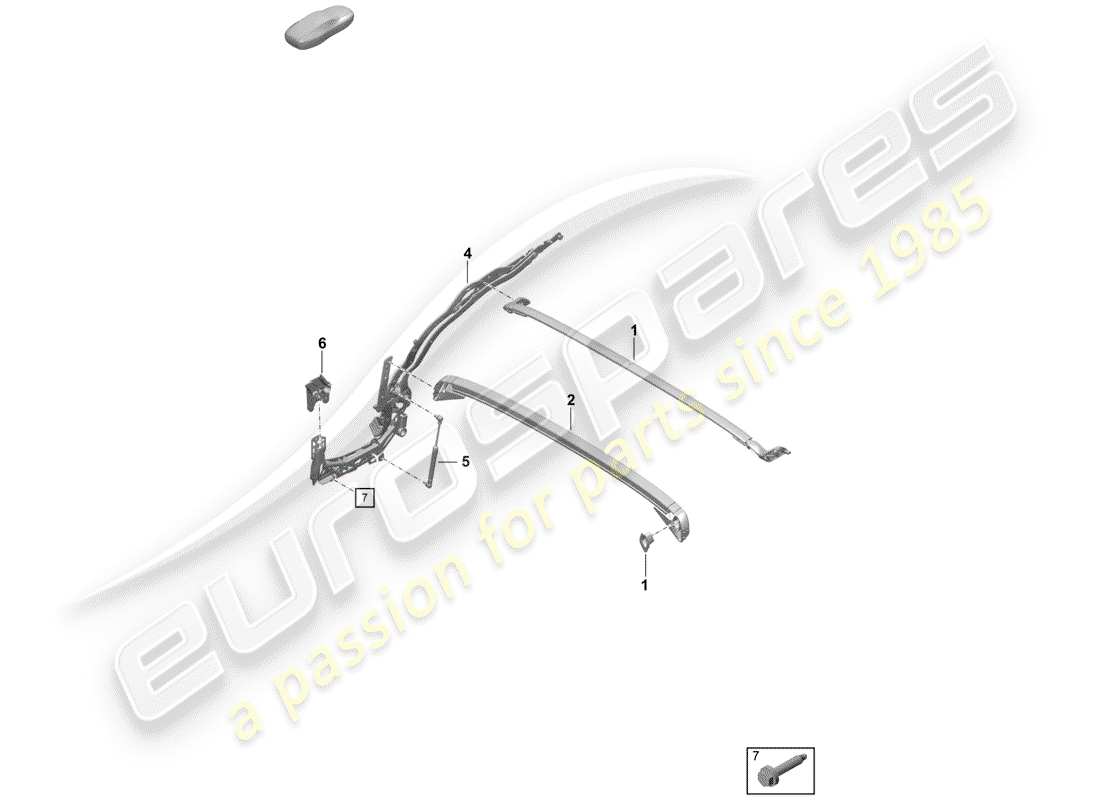 porsche 2019 (718 boxster spyder) marco superior diagrama de piezas