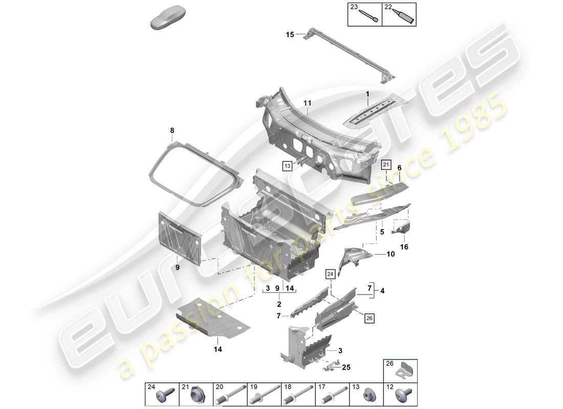 porsche boxster spyder (2019) interfaz diagrama de piezas